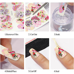 1 pieza de pegatinas para uñas, diseño de mariposa y flor, para transferencia al agua, para decoración de uñas, tatuajes, manicura, envolturas, herramientas, punta JISTZ508