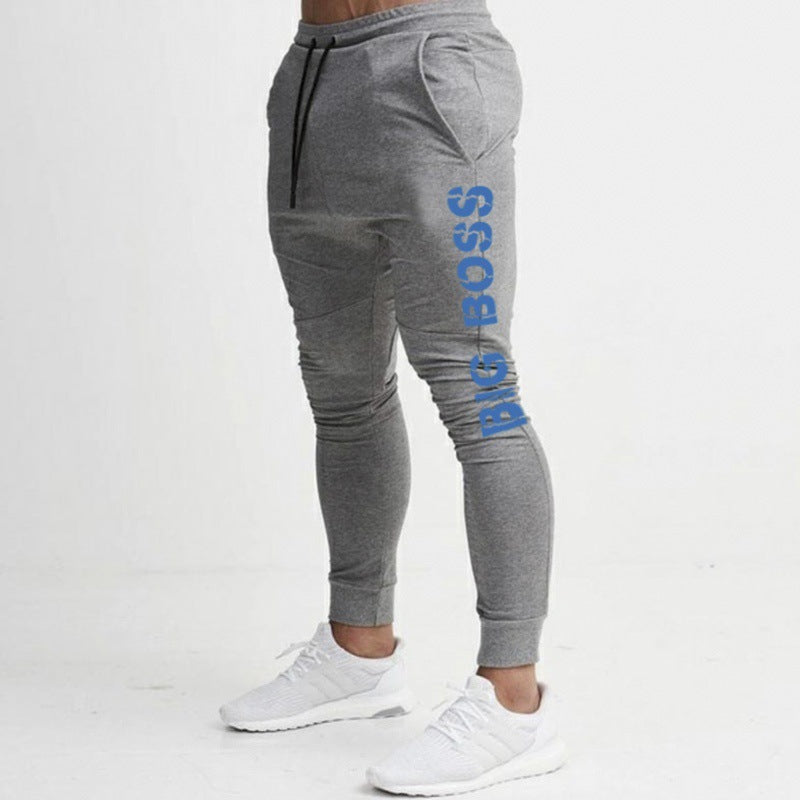 Pantalones deportivos largos para correr con estampado de color sólido a la moda para hombre