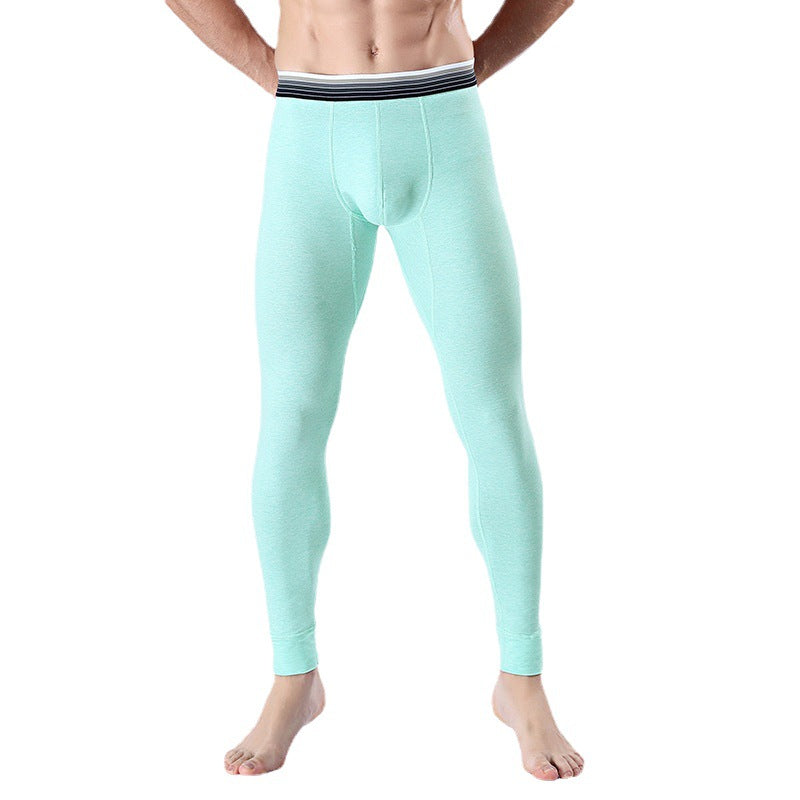 Calças masculinas curtas Long Johns com aquecimento, calças de algodão com contração da barriga e fundo fino