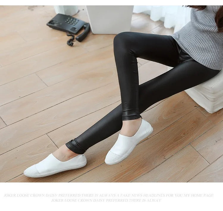 Winter Warm 100kg Fat MM Plus Size Women Plus Velvet Solid Color Imitation Leather High Waist Pants Leggings 6XL Femme MZ1097