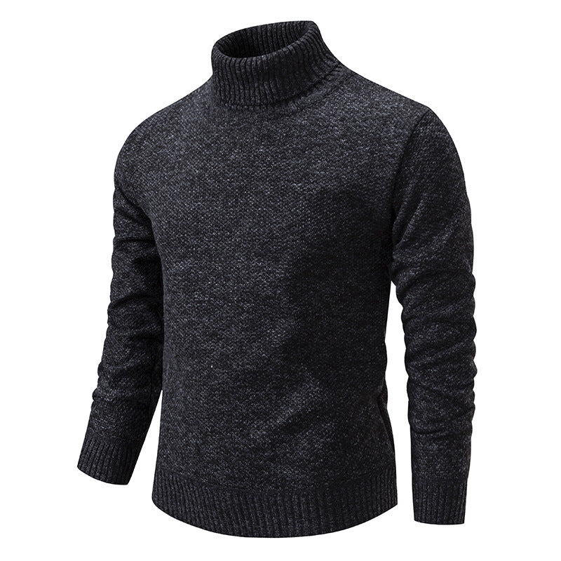 Suéter masculino de cor sólida casual slim fit