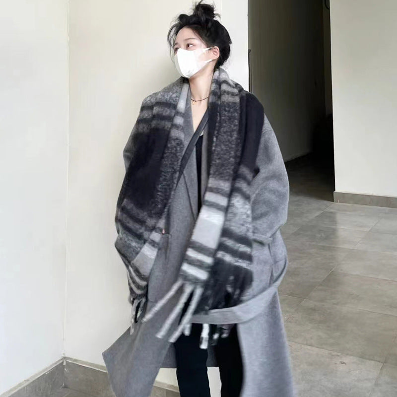 Women's Cashmere-like Houndstooth Design Outer Shawl Scarf