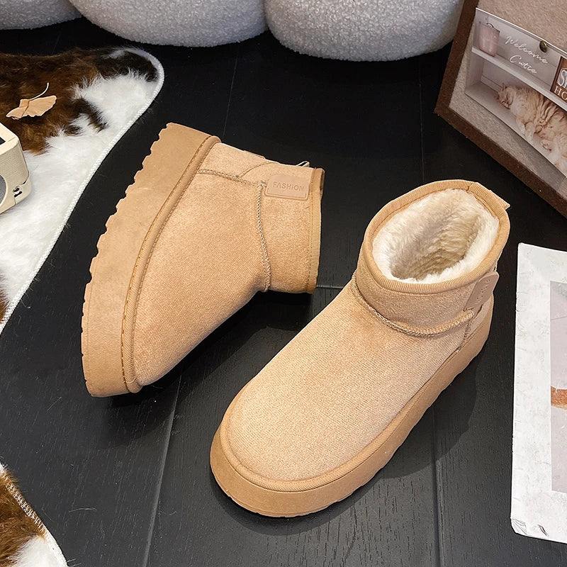 Women’s Winter Snow Boots – Thick sole, fleece-lined, short, warm, anti-slip.