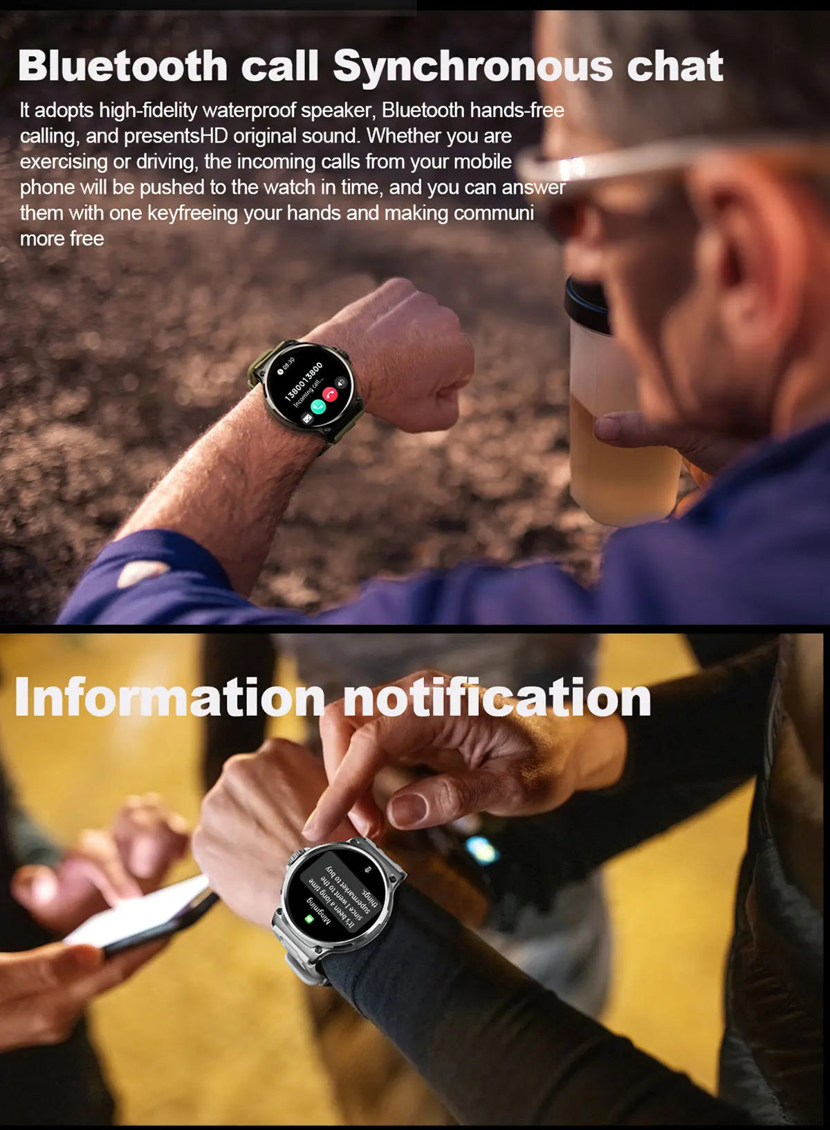 New Smart Watch Men 1.85-Inch HD Sports Bluetooth Call GPS Sports Fitness Tracker Heart Monitor 710mAh  Waterproof Smart watch