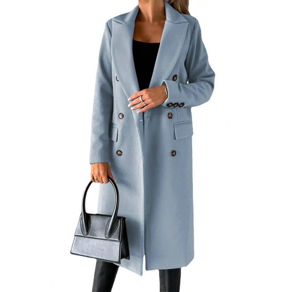 Women’s Wool Coat – Autumn/Winter, elegant, stylish, with lapel and buttons.