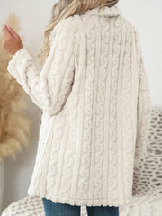 Textured jacquard long coat for women, perfect for autumn and winter.