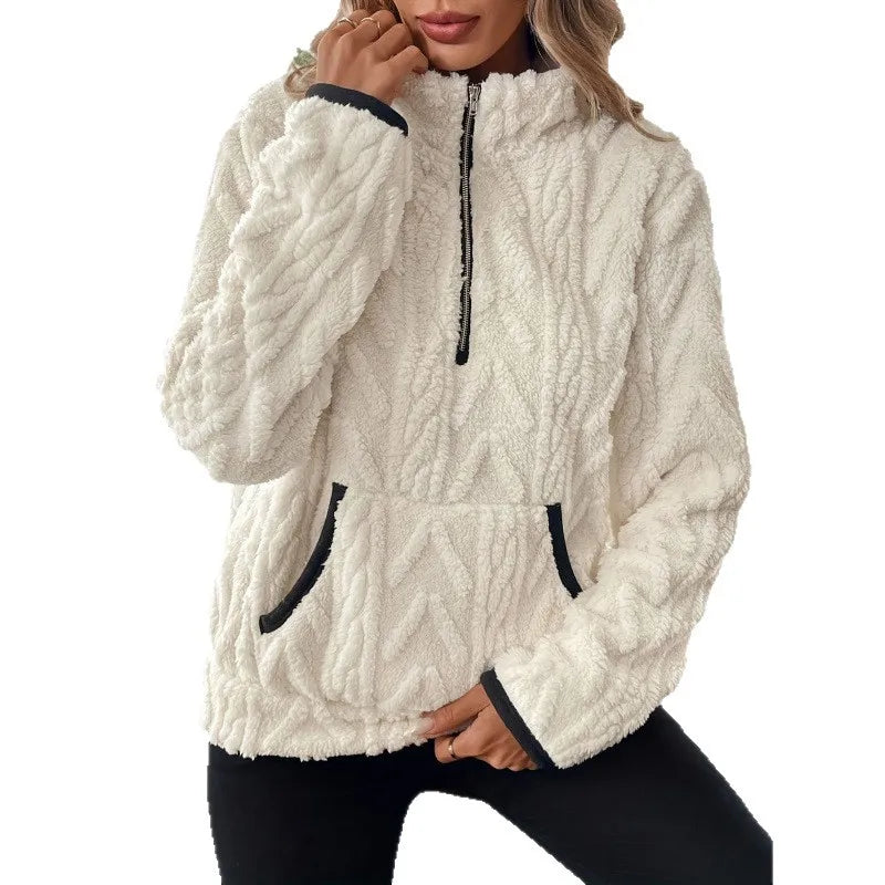Oversized Fleece Half-Zip Sweatshirt – Autumn & Winter