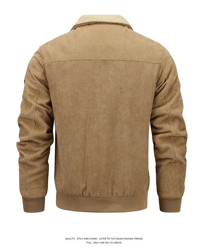 Men’s Corduroy Jacket – Thickened, warm, flocked lining, stylish and lightweight.