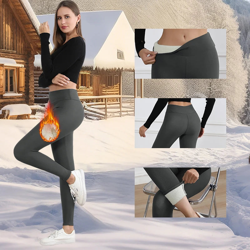 High-Waist Fleece Velvet Leggings – Autumn & Winter