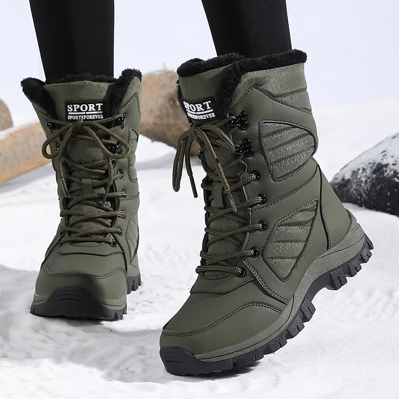 Women’s Winter Waterproof High-Top Snow Boots – Warm, Thick Lining