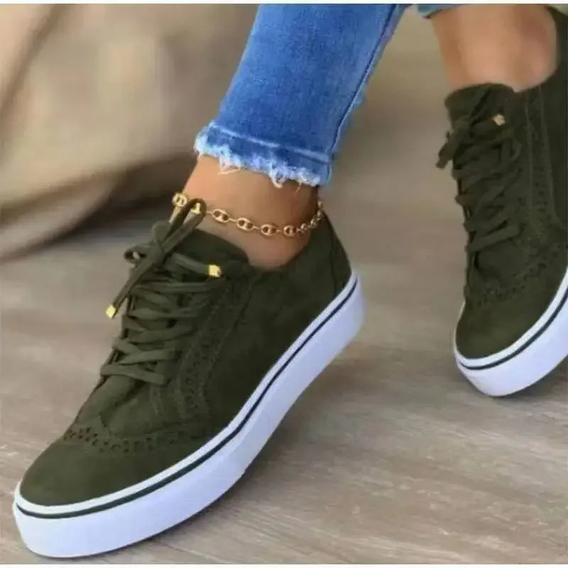 2024 New Women's Low-top Vulcanized Shoes Round Toe Casual Shoes Flat Shoes Lace-up Walking Shoes Women Versatile Comfortable