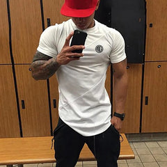 Mens Muscle T Shirt Gym Bodybuilding Fitness Tees Tops Cotton Patchwork Mesh Slim Fit T Shirt Cotton Sports Short Sleeve Tshirt