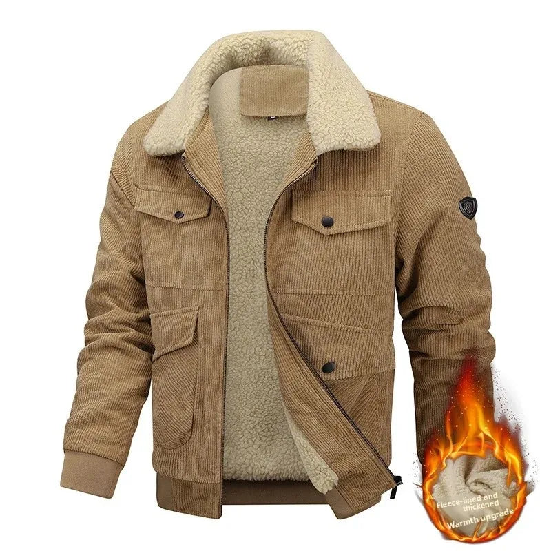 Men’s Corduroy Jacket – Thickened, warm, flocked lining, stylish and lightweight.
