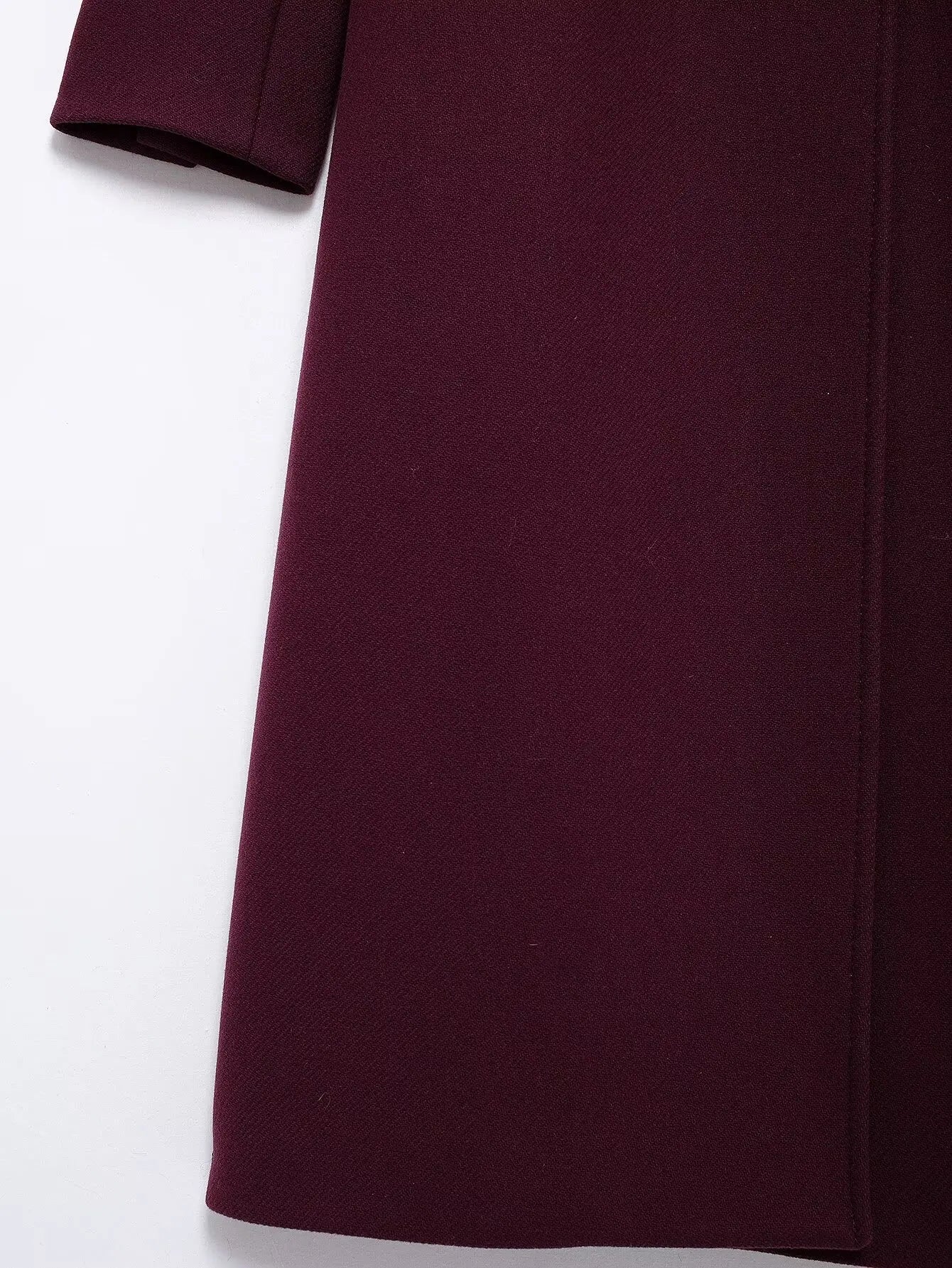 Burgundy Wool Blend Double-Breasted Coat – Autumn & Winter