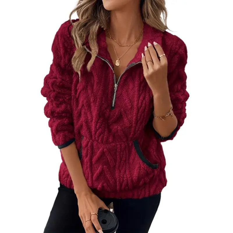 Oversized Fleece Half-Zip Sweatshirt – Autumn & Winter