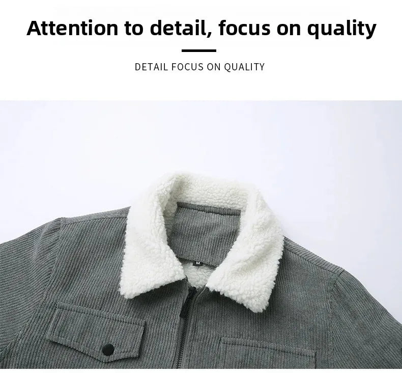 Men’s Corduroy Jacket – Thickened, warm, flocked lining, stylish and lightweight.