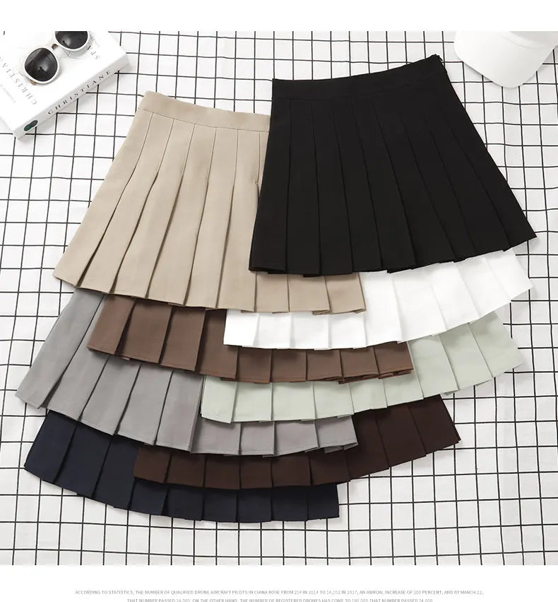 Brown Skirt Ladies 2022 Summer Clothes Women's High Waist Harajuku Korean Style Black Mini Pleated Skirt For School Girl Uniform