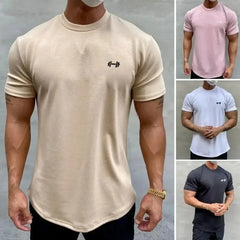 2024 Men's T-shirt Male Sports Gym Fitness T Shirt Muscle Men Tee Shirt Summer Oversized 100% Cotton Women Tops Men's Clothing