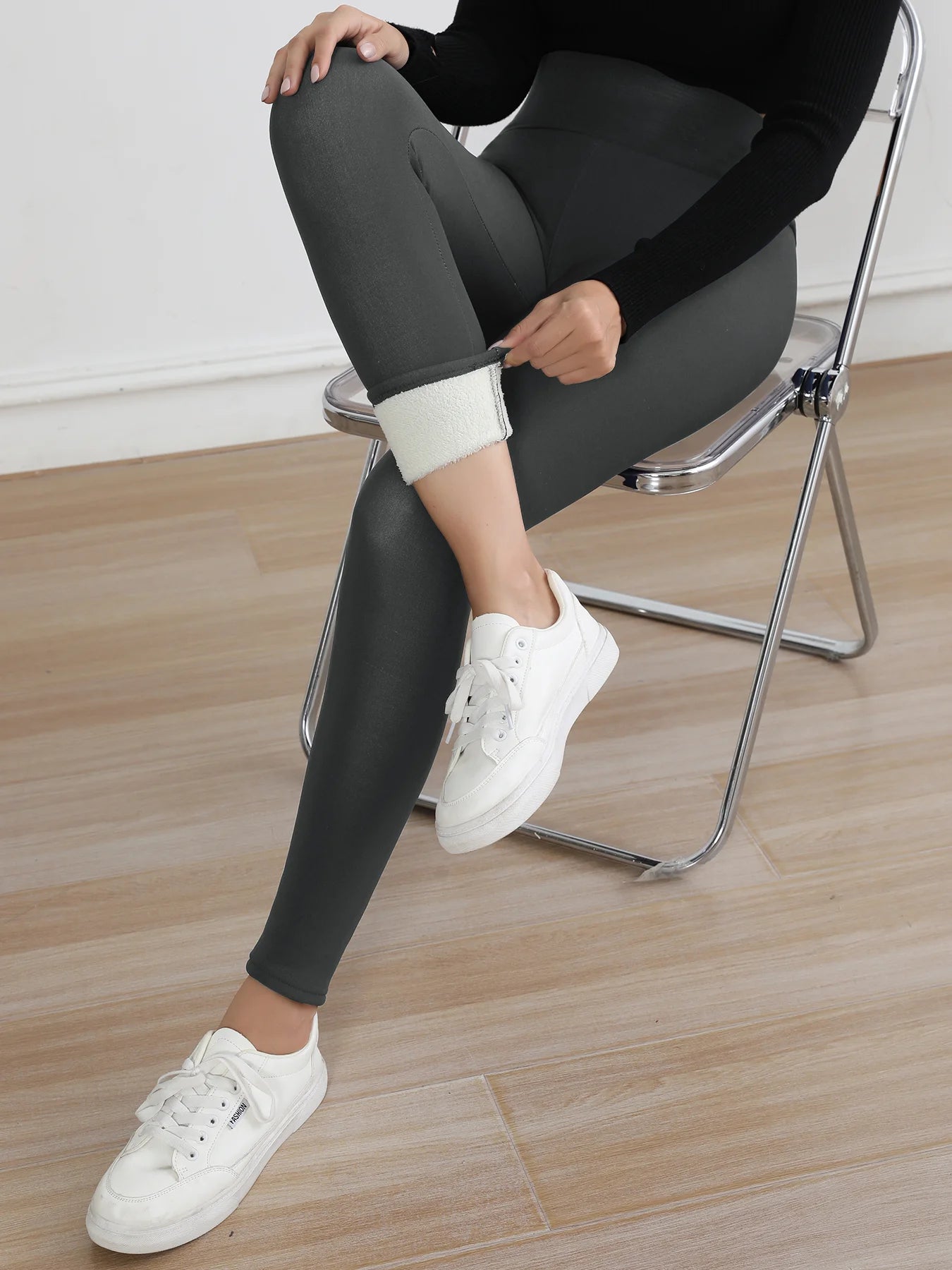 High-Waist Fleece Velvet Leggings – Autumn & Winter