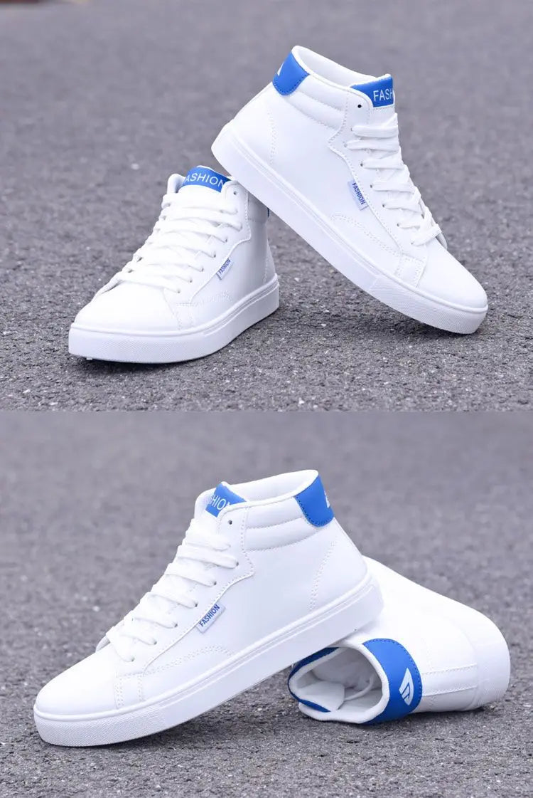 White Sneaker Faux Leather Boots Men's Winter Warm Boot Shoes Man High Top Sneaker Tenis Masculino Travelling Boots Waterproof