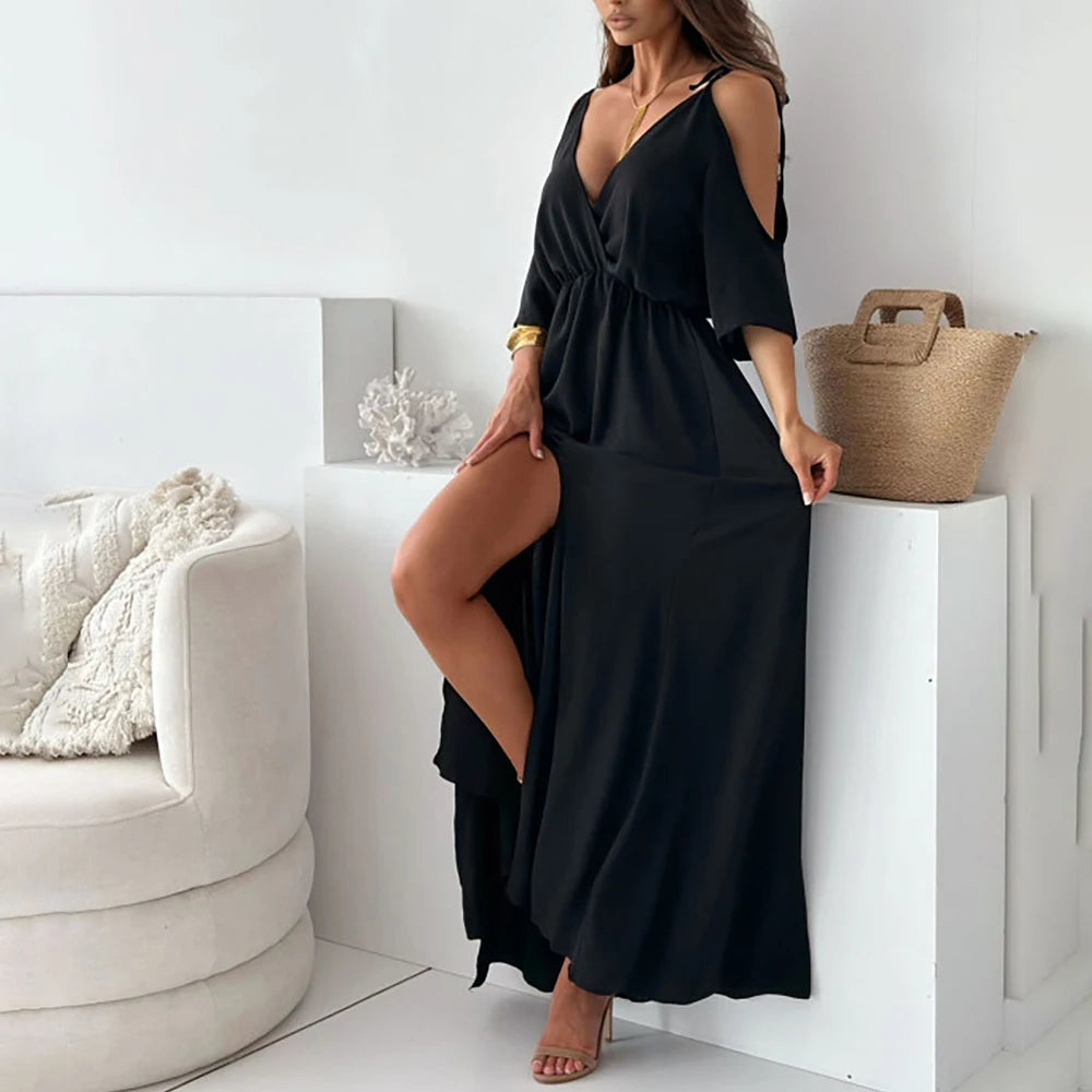M XL Vintage Women's Dress 2024 Summer Sexy Vacation Beach Sundress Korean Female Clothing Slim Evening Party Formal Occas Dress