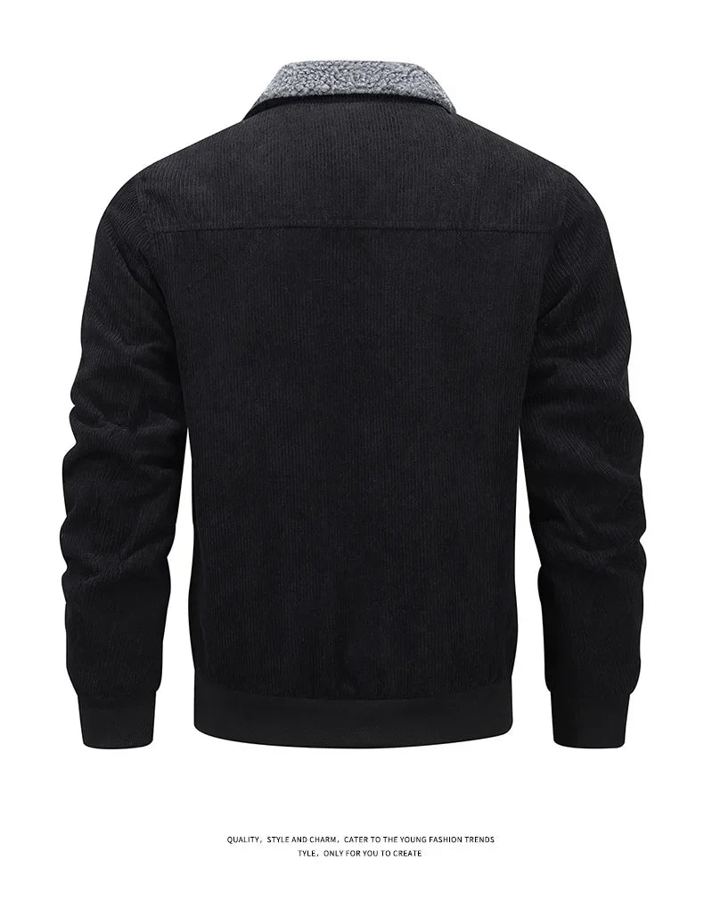 Men’s Corduroy Jacket – Thickened, warm, flocked lining, stylish and lightweight.