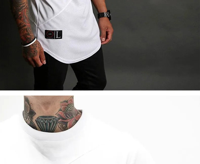 Men's Summer Fashion Fitness Tees Gym  Sport Running Patchwork Short Sleeves Shirt Breathable Bodybuilding T-shirt Man Clothing