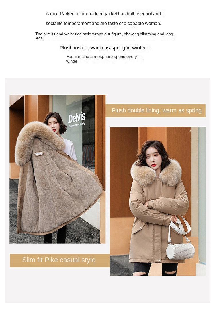 Women Parka Fashion Long Coat Wool Liner Hooded Parkas 2023 New Winter Jacket Slim with Fur Collar Warm Snow Wear Padded Clothes