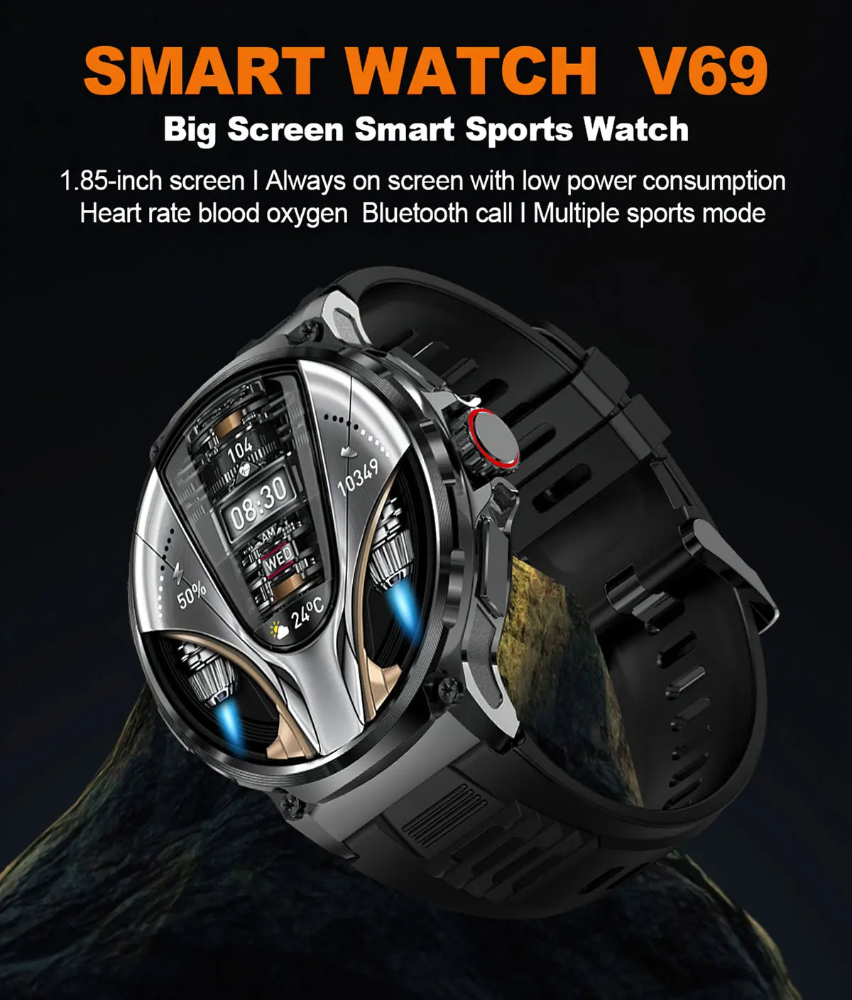 New Smart Watch Men 1.85-Inch HD Sports Bluetooth Call GPS Sports Fitness Tracker Heart Monitor 710mAh  Waterproof Smart watch