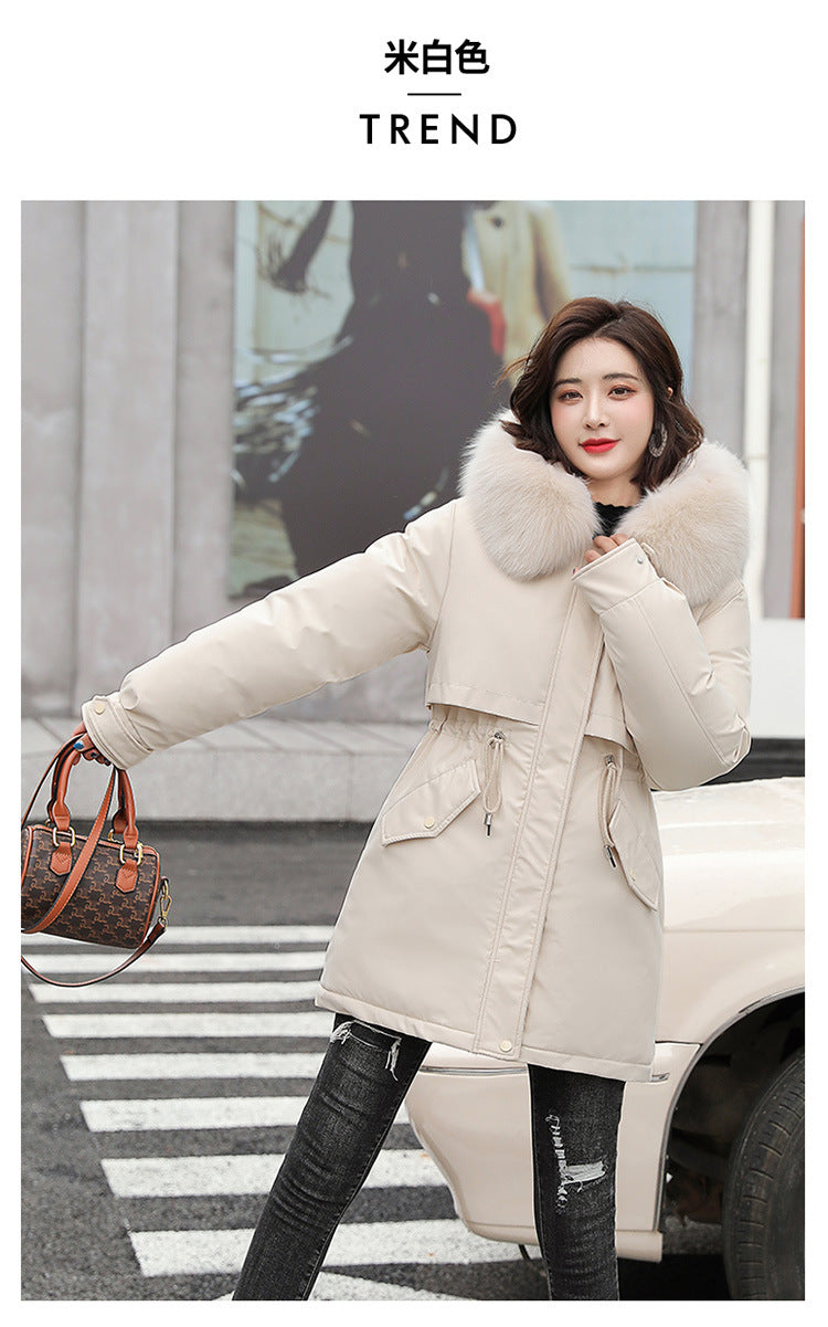 Women Parka Fashion Long Coat Wool Liner Hooded Parkas 2023 New Winter Jacket Slim with Fur Collar Warm Snow Wear Padded Clothes