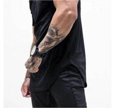 Mens Muscle T Shirt Gym Bodybuilding Fitness Tees Tops Cotton Patchwork Mesh Slim Fit T Shirt Cotton Sports Short Sleeve Tshirt