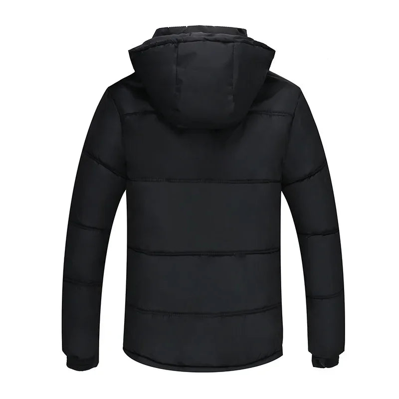 Thickened cotton padded men’s jacket, warm and medium-length.