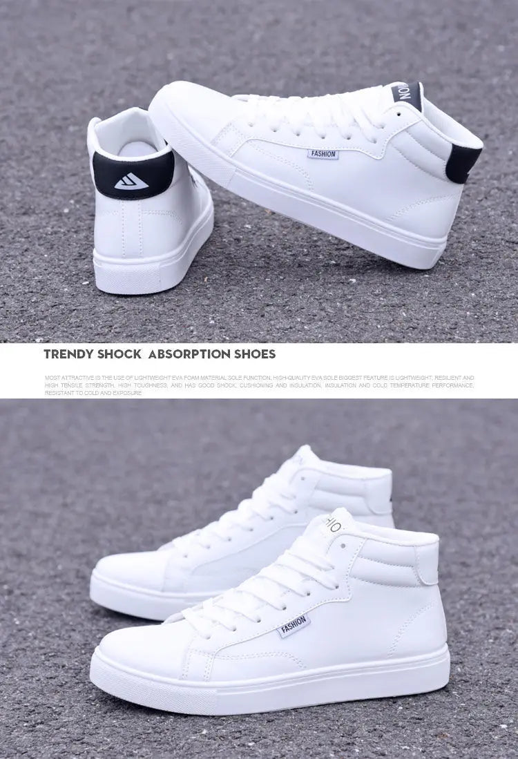 White Sneaker Faux Leather Boots Men's Winter Warm Boot Shoes Man High Top Sneaker Tenis Masculino Travelling Boots Waterproof