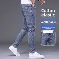 Trendy Korean Style Men's Jeans 2024 Spring Autumn New Release Slim Fit Denim Long Pants For Men Casual Comfortable Style