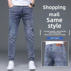 Trendy Korean Style Men's Jeans 2024 Spring Autumn New Release Slim Fit Denim Long Pants For Men Casual Comfortable Style