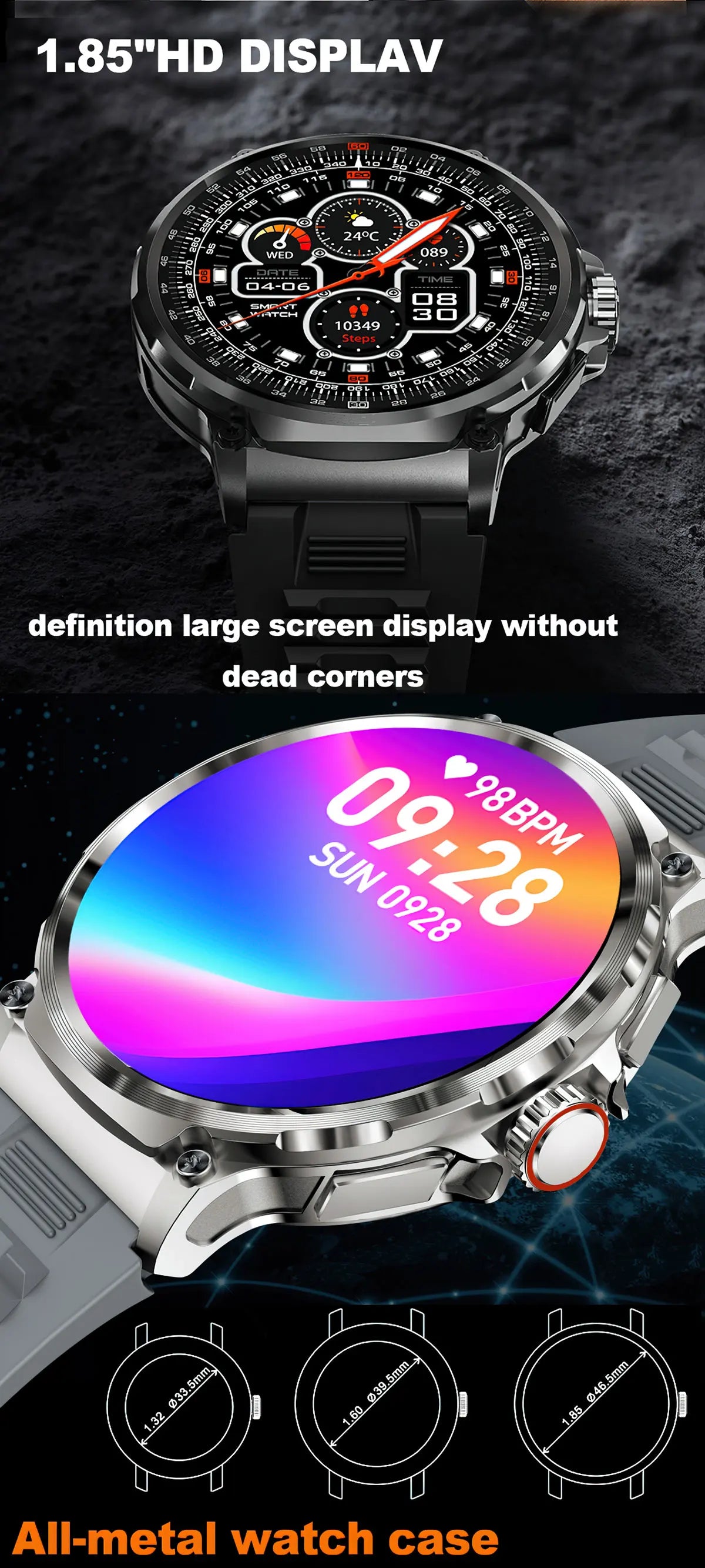 New Smart Watch Men 1.85-Inch HD Sports Bluetooth Call GPS Sports Fitness Tracker Heart Monitor 710mAh  Waterproof Smart watch