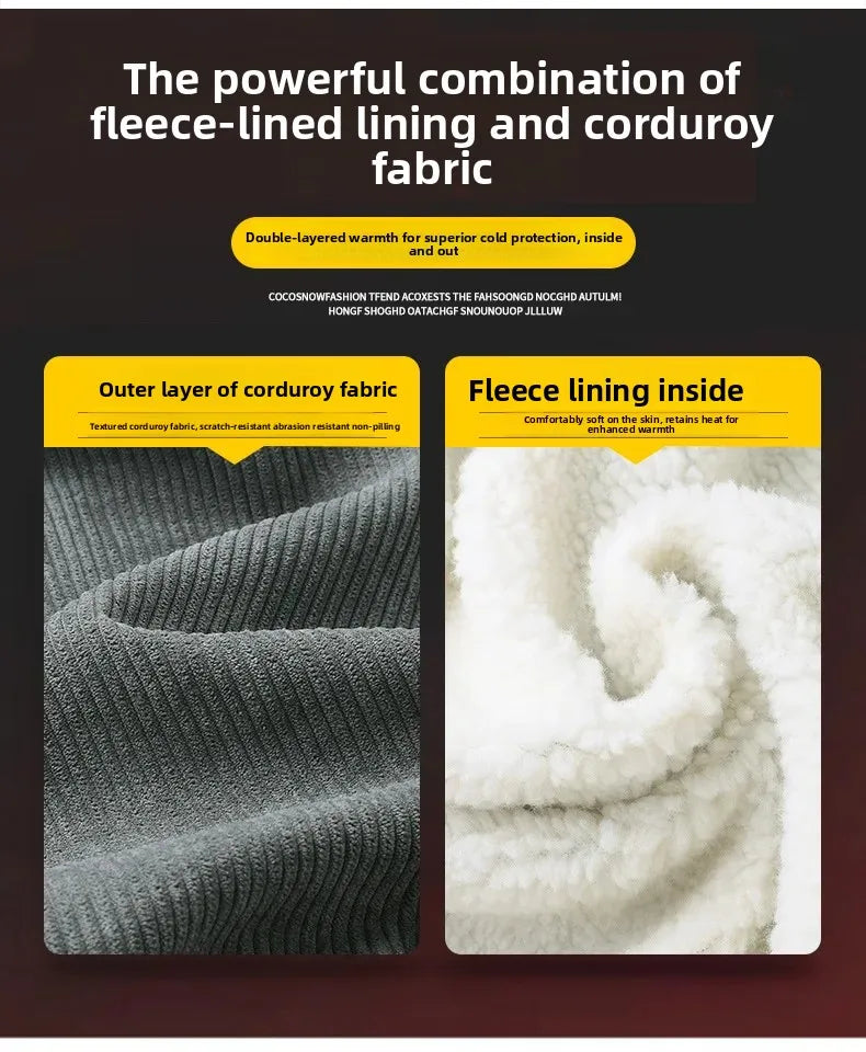 Men’s Corduroy Jacket – Thickened, warm, flocked lining, stylish and lightweight.