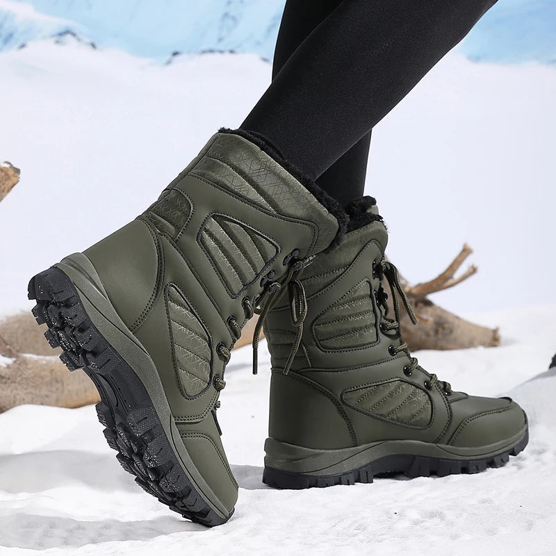 Women’s Winter Waterproof High-Top Snow Boots – Warm, Thick Lining