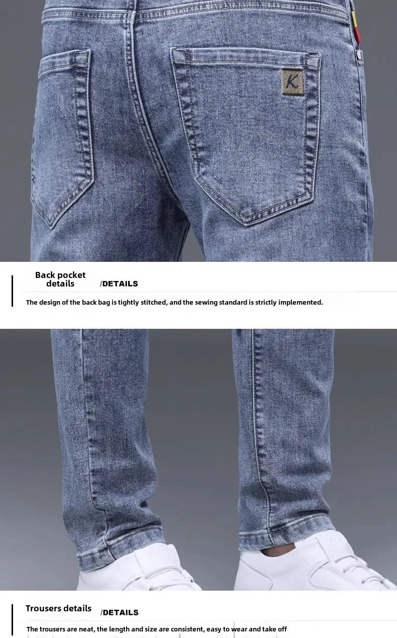 Trendy Korean Style Men's Jeans 2024 Spring Autumn New Release Slim Fit Denim Long Pants For Men Casual Comfortable Style