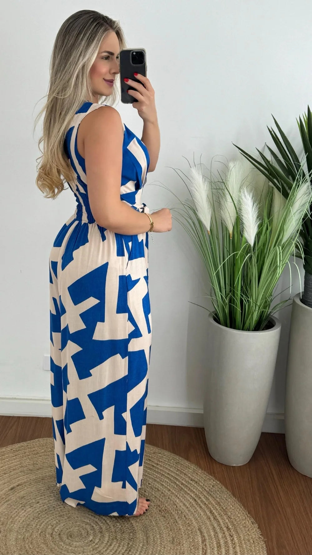 Women's fashionable and minimalist style women's deep V-waist tied jumpsuit -88209 sleeveless mid waist straight leg pants 2024