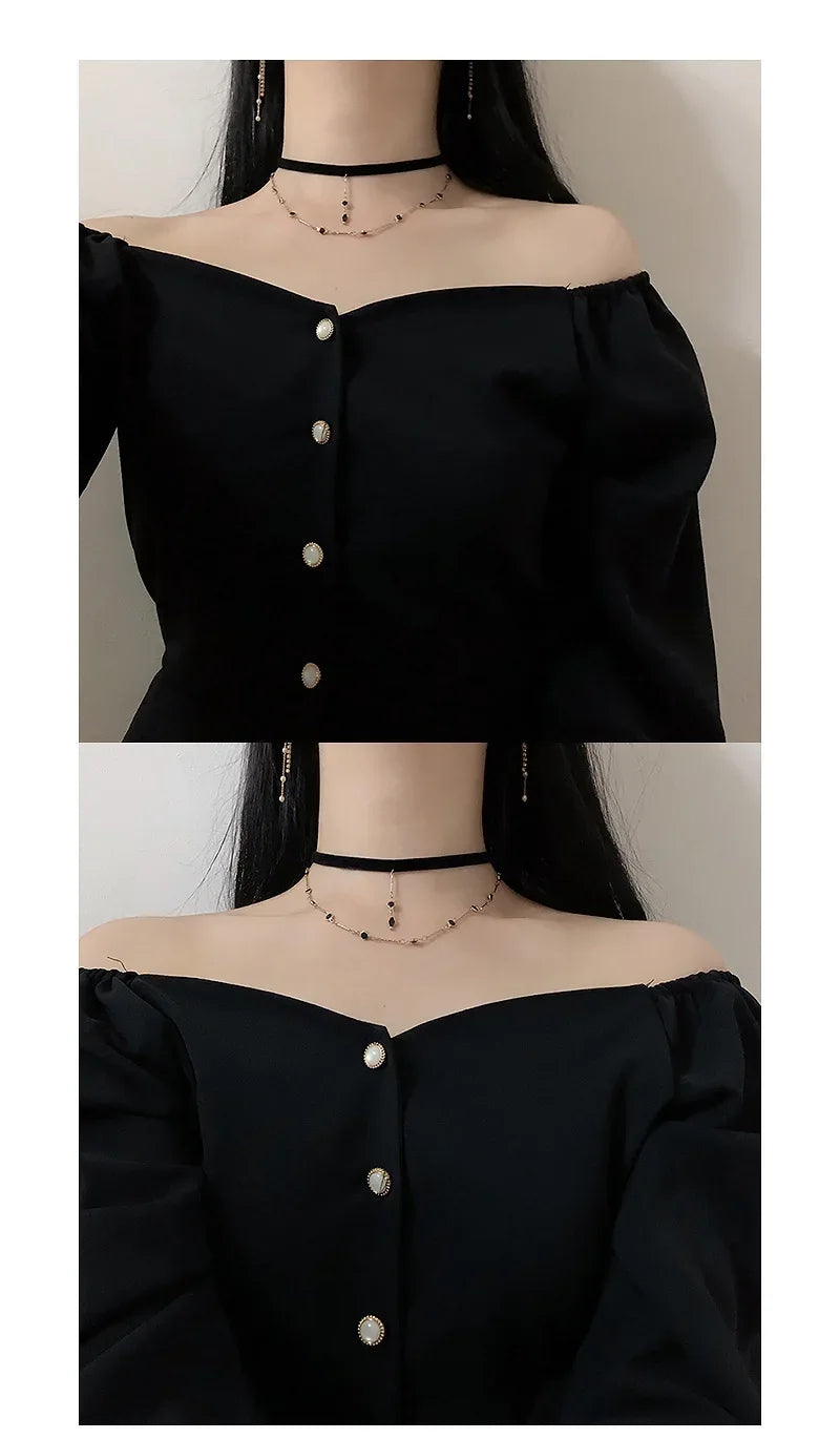 New Spring-autumn Plus-size Petite Dress Single-breasted Waist-fitted Slimming Black Dress For Plus-size Women