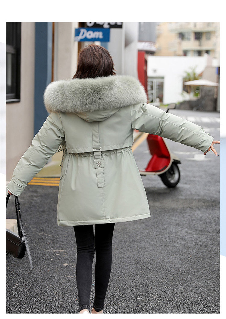 Women Parka Fashion Long Coat Wool Liner Hooded Parkas 2023 New Winter Jacket Slim with Fur Collar Warm Snow Wear Padded Clothes