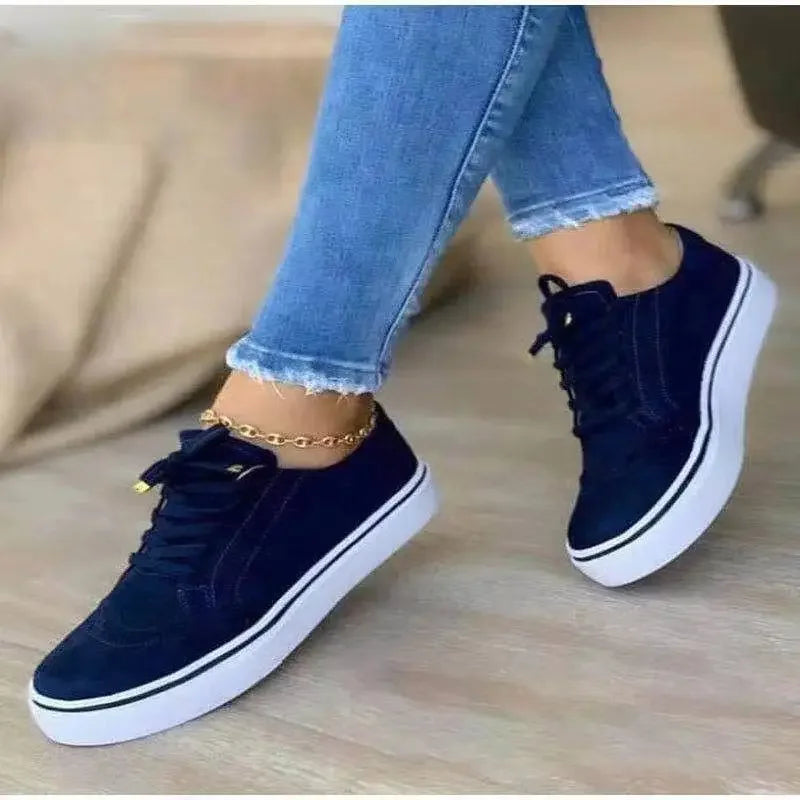 2024 New Women's Low-top Vulcanized Shoes Round Toe Casual Shoes Flat Shoes Lace-up Walking Shoes Women Versatile Comfortable