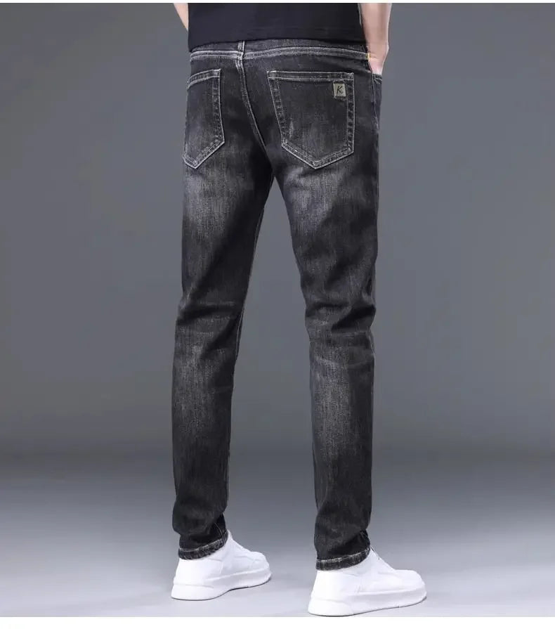 Trendy Korean Style Men's Jeans 2024 Spring Autumn New Release Slim Fit Denim Long Pants For Men Casual Comfortable Style