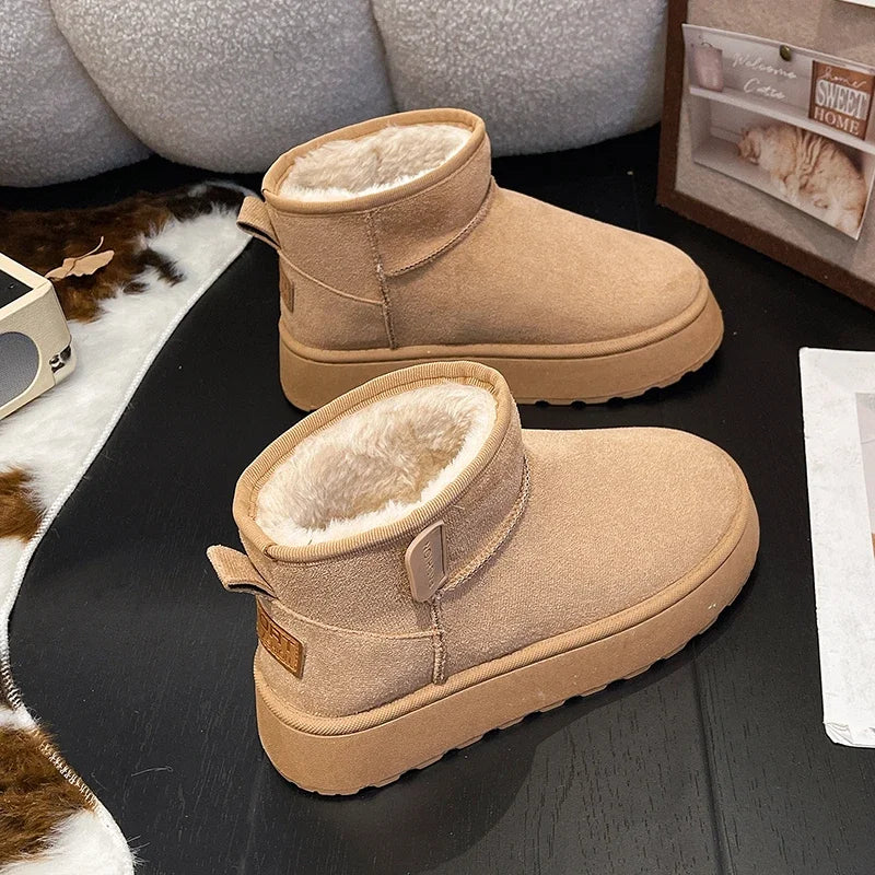 Women’s Winter Snow Boots – Thick sole, fleece-lined, short, warm, anti-slip.