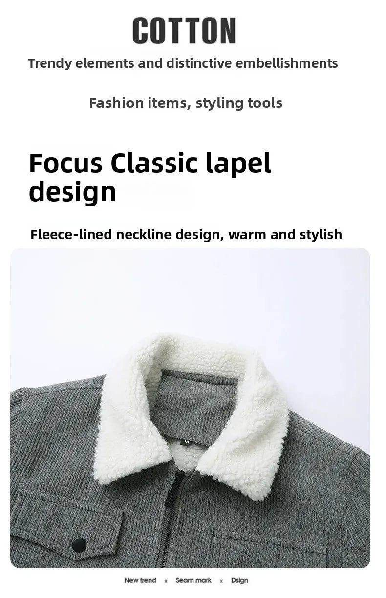 Men’s Corduroy Jacket – Thickened, warm, flocked lining, stylish and lightweight.