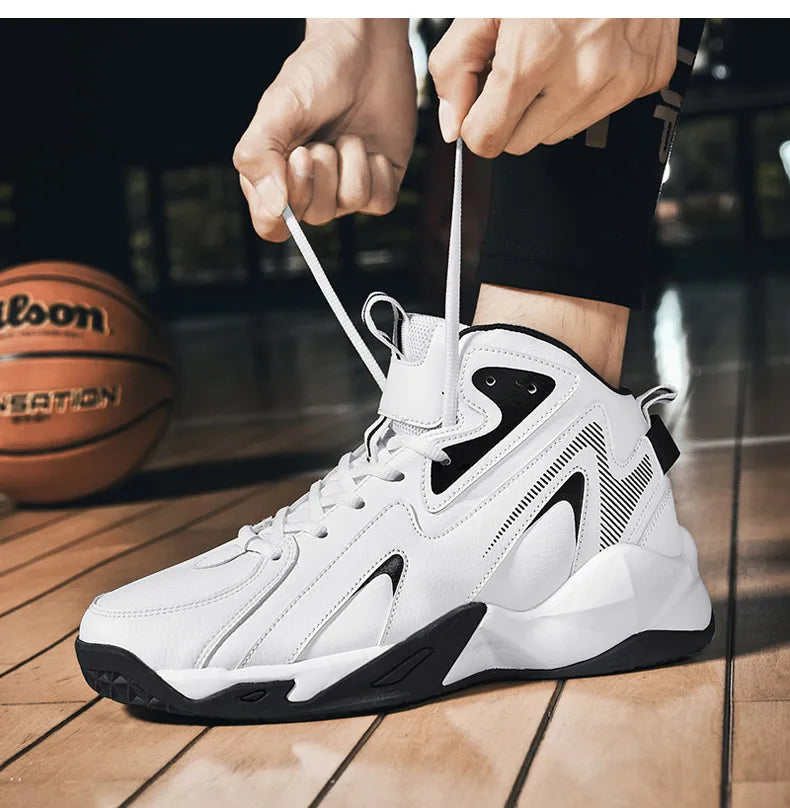 BXBR 2023  Men High-Top  Leather Basketball Shoes Training Sneakers Sport Shoes Big Size 48 49 50 51 Anti-Slip  basketball shoes