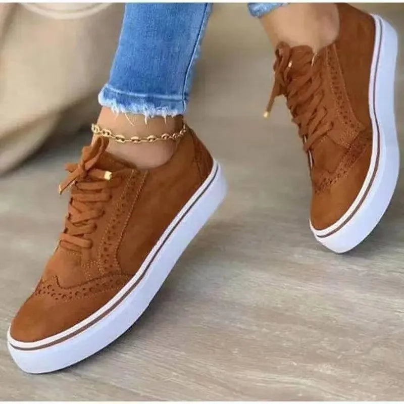 2024 New Women's Low-top Vulcanized Shoes Round Toe Casual Shoes Flat Shoes Lace-up Walking Shoes Women Versatile Comfortable