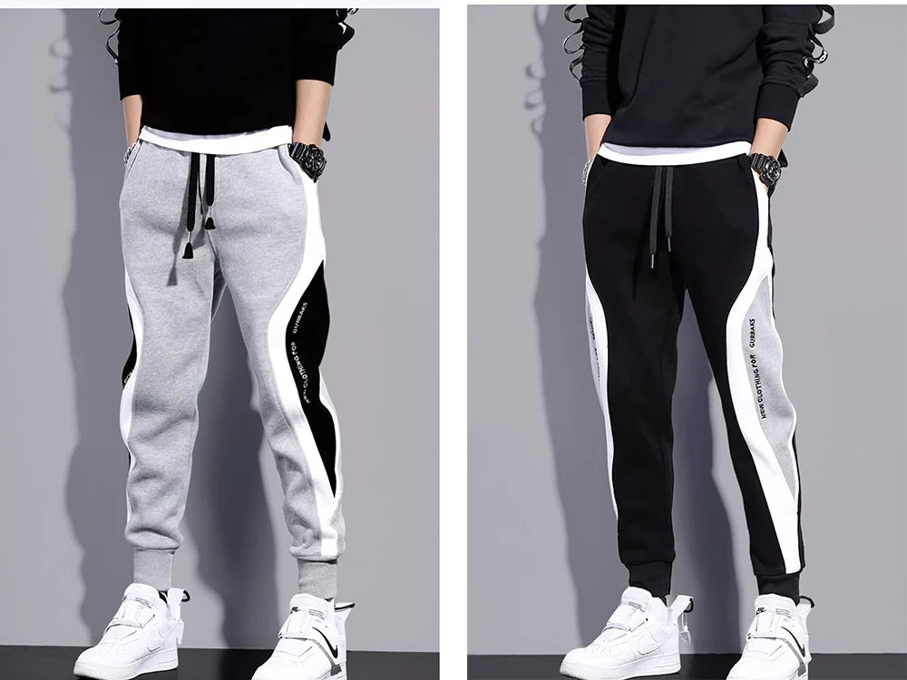 Men's Sports Pants Spring Autumn Male Loose Fitting Leggings Patchwork Running Training Casual Pants Fashion Outfit Trousers