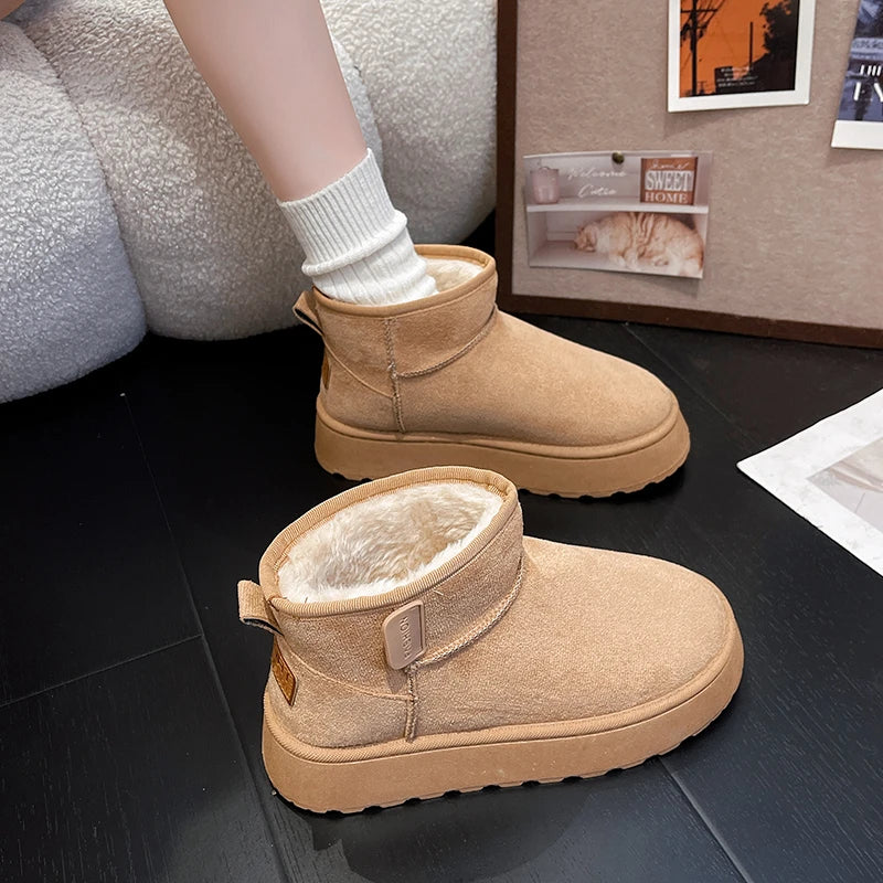 Women’s Winter Snow Boots – Thick sole, fleece-lined, short, warm, anti-slip.